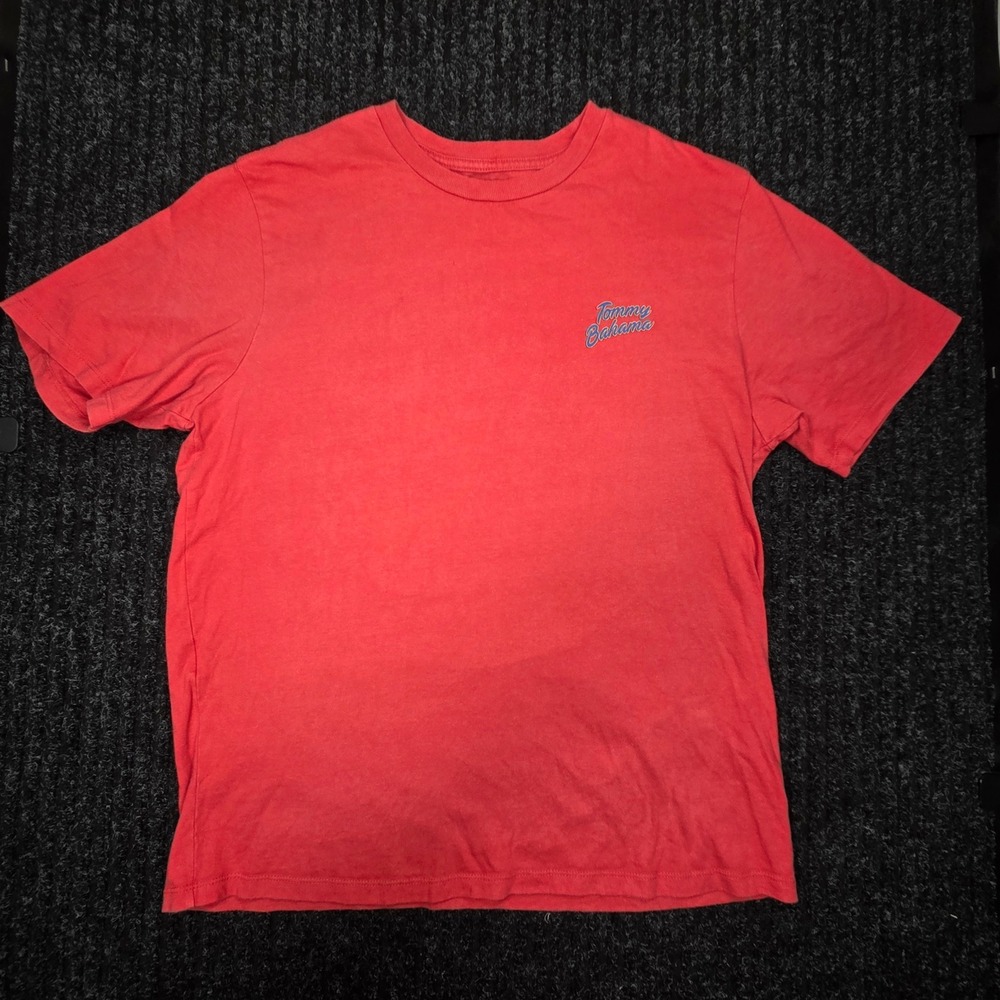 Tommy Bahama Mens Thirst Base Graphic T-Shirt Red Cotton Size Medium
